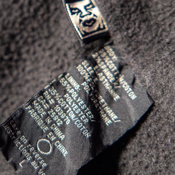 OBEY denim jacket / Varsity Bomber / Jean jacket / Vegan Leather/ Sherpa Hoodie - Picture 5 of 5